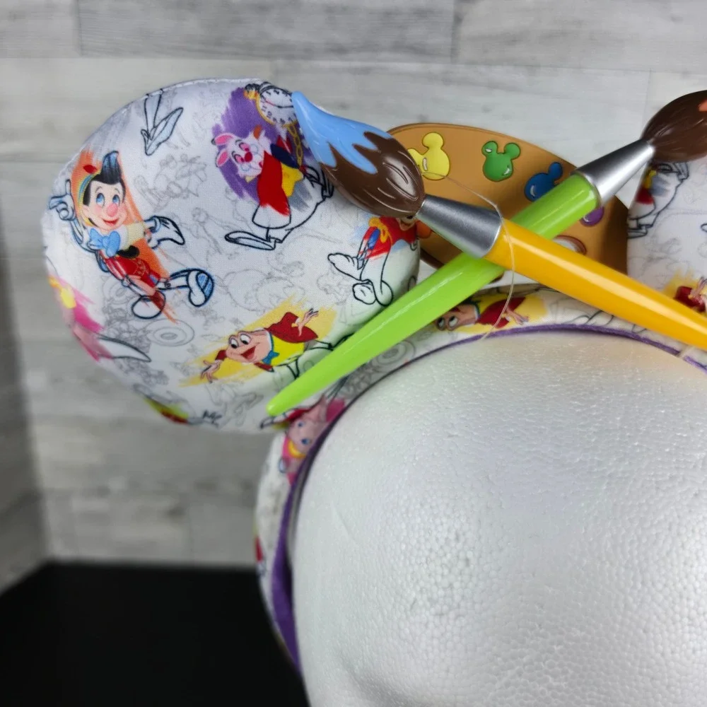 Disney Parks Artist Series Minnie Mouse Ear Headband Palette Paintbrush NWT